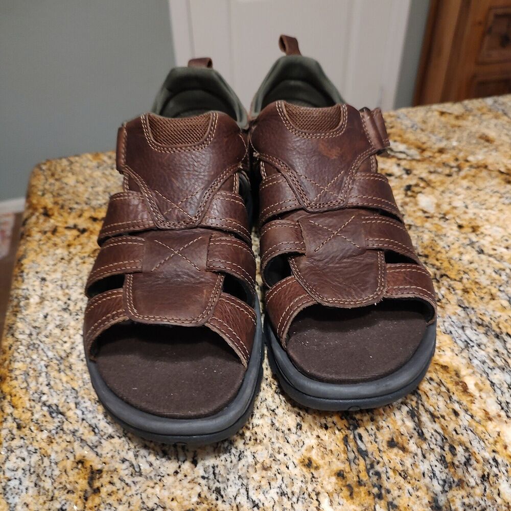 Rockport Rocklake Fisherman Sandals Brown Leather CI6849 Men's Size 8W EUC - Picture 9 of 12